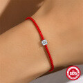 wholesale S925 Sterling Silver Single Moissanite Red Rope Bracelet, a popular lucky accessory for women-0-2