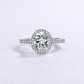 wholesale S925 Sterling Silver Cross-Border Wholesale 2-Carat Oval Moissanite Ring for Women, Minimalist Silver Jewelry with High-End Feel-0-1