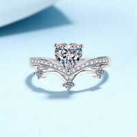 wholesale S925 Sterling Silver Fashion Commuting Minimalist Yet Stylish Moissanite Ring Heart Jewelry-6.5mm heart-shaped (zircon)  No. 11