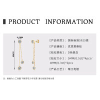 Sterling Silver Moissanite Chain Tassel Earrings, Wholesale.-Tassel X2 Earrings [K Gold]  925 Silver