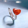 wholesale Sterling silver throughout, Mu Jing Jewelry's new Padparadscha-colored high-carbon diamond ring features an 8*10 heart-shaped women's ring-0-2
