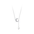 wholesale S925 silver minimalist star moon matte adjustable necklace women's elegant collarbone chain D9083-0-4