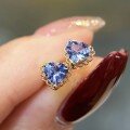 wholesale S925 Sterling Silver Blue Heart Earrings, Small and Elegant, Women's Minimalist Designer High-End Accessories-0-0