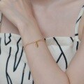 wholesale New 925 Silver Gold-Plated Minimalist Light Silver Beaded Double-Layer Bracelet for Women with Small Pendant Accessories-0-1