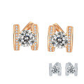 wholesale Wholesale S925 Sterling Silver Rose Gold White Gold Moissanite Letter Ear Clips Fashionable Luxury Earrings with Colored Diamonds-0-4