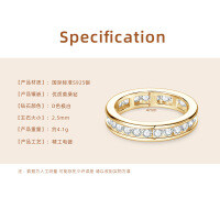 Sterling Silver Square Full Diamond Zircon Ring, Fashionable and Versatile Ins Style High-End Cross-Border Hit.-Moissanite diamond ring [K gold]  8 US dollars