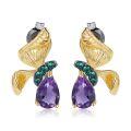 wholesale S925 Silver Secret Garden Designer Butterfly Earrings, Natural Style Amethyst Gemstone Ear Drops-0-4
