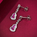 wholesale S925 Sterling Silver Pink Moissanite Gourd Earrings with Artificial Simulated Diamonds, Women's Jewelry Earrings, Live Streaming & Xiaohongshu Style-0-3