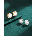 wholesale 925 Sterling Silver Freshwater Pearl Earrings, Light Luxury Minimalist Sunflower Autumn Winter Earrings for Women with a Premium Feel-0-0
