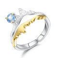 wholesale S925 Silver Designer Gemstone Adjustable Open Ring with Natural Style Topaz-0-4