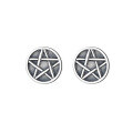 wholesale Metal S925 Sterling Silver Retro Thai Silver Round Plate Hexagram Ear Cartilage Stud Hip-hop Punk Trendy Fashion Ear Accessories-0-4