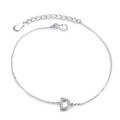wholesale S925 Sterling Silver Letter D Bracelet with Micro-Paved Zircon, Fashionable for Commuting, Simple for Daily Wear, Stackable Matching Bracelet Accessory-0-4
