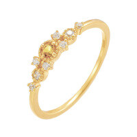 wholesale S925 Gold-Plated Sterling Silver with Natural Citrine, Autumn New Korean Light Luxury Starry Ring for Women Wholesale-Natural Citrine Star Ring  US Size 7