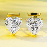 wholesale S925 Silver Europe and America New 8*8 Heart Shape High Carbon Diamond Stud Earrings for Women, Cross-Border Style-E331 Heart Shape 925 Silver
