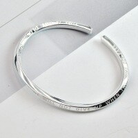 wholesale 999 Sterling Silver Möbius English Letter Couple Bracelet for Women, Minimalist and Versatile Adjustable Open Student Bangle-One thin model (1000161) Pure silver