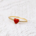 wholesale S925 Silver Plated 14K Gold French Minimalist Vintage Style Red Heart-Shaped White Zircon Ring-0-1
