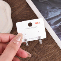 Sterling Silver Rhinestone Earrings for Women, 2025 Winter Sparkling Elegant Studs-MR-0596 (3-point Mozzarella x 4 capsules) 2.26G