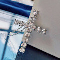 wholesale 925 Sterling Silver Europe and America 5*5 Heart-Shaped High-Carbon Diamond Cross Pendant Necklace for Women, Simple and Stylish Design-0-3
