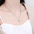 wholesale S925 Sterling Silver Korean Dongdaemun Popular Star Beaded Chain Heart Pendant Sideways Necklace-0-2