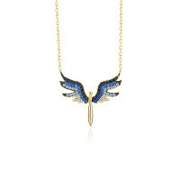 wholesale 925 Sterling Silver Small Wing Necklace With Inlaid Crystals, Women'sins-A2656-Gold 925 Silver