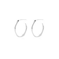 wholesale 925 Sterling Silver Cold Minimalist Style Vintage Summer Earrings,ins Circle Twistear Cuff For Women-E1724-White Gold 925 Silver