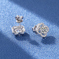 wholesale S925 Sterling Silver Moissanite Four-Leaf Clover Earrings Women's New High-End Stud Earrings Unique Design 50 Points-0-2
