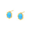 wholesale 925 Sterling Silver Opal Blue Earrings For Women, Minimalist Geometric French-style Design-0-0