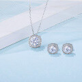 wholesale S925 Sterling Silver Plated Fashion Moissanite Jewelry Set with Certificate, Earrings and Necklace Set-0-1
