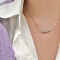 wholesale S925 Sterling Silver Solid Little Eggplant Silver Tube Necklace for Women, Xiaohongshu Viral High-End Niche Collarbone Chain-0-3