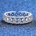 S925 Sterling Silver Moissanite Full-Diamond Cross-Border Ring, Light Luxury Fashion-0-0