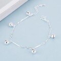 wholesale S925 Silver Factory Direct Silver-Plated Palace Bell Anklet Women's Japanese Korean Hollow Bell Charm Bead Round Bead Simple Hand Jewelry Wholesale-0-1