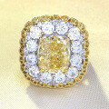 wholesale S925 silver with imported high-carbon diamond, Zhuozhifang new 10*12mm yellow diamond ice flower cut women's ring-0-0