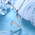 Metal Alloy Creative 26-Letter Simple Moissanite Necklace with Advanced Group Setting-0-18
