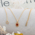 wholesale S925 Sterling Silver Dunli Jewelry Birthstone Series Necklace for Women, Natural Red Garnet Oval Vintage Elegant Pendant-0-3