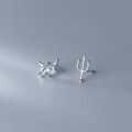 wholesale S925 Sterling Silver Korean Style Minimalist Pearl Small Devil Stud Earrings M01055-0-0