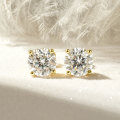 S925 Silver Four-Prong Heart-Shaped Flash Moissanite Stud Earrings-0-2