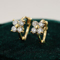S925 Silver Four-Leaf Clover Moissanite Earrings Luxury Classic Design-0-4