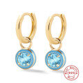 wholesale S925 Sterling Silver Round Cocktail Huggie Hoop Earrings with Colorful Enamel Drops-0-7