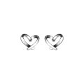wholesale S925 silver heart-shaped earrings, Korean-style hollow openwork heart with light beads and threaded screw earrings, jewelry M01690-0-4