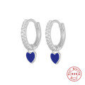 wholesale S925 Sterling Silver geometric heart earrings with crystals, cross-border bestseller, versatile ear cuff-0-18