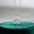 S925 Silver Pendant with 05ct Moissanite Necklace for Women, Classic Round Snowflake Design, Drop Shipping-0-4