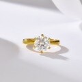 wholesale S925 Silver Minimalist Gold Ins Style Six-Prong Ring for Women, Fade-Resistant, Light Luxury Cross-Border New Moissanite Ring-0-3
