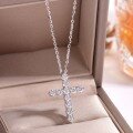 wholesale 925 Sterling Silver Moissanite Round Cut Cross Pendant Necklace for Women, Hot Sale on eBay-0-1