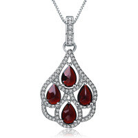 wholesale S925 Silver Natural Garnet Necklace, Fashionable and Elegant with a Premium Feel, Gemstone Pendant-Natural garnet pendant (with silver chain)  925 silver