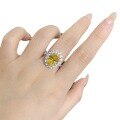 wholesale S925 Sterling Silver Ring for Women, Goose Yellow Pigeon Egg Oval-Shaped Zircon 5A Cubic Zirconia High Carbon Diamond Engagement Ring for Banquets-0-3
