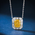 wholesale 925 Silver Zhuozhifan New Necklace for Women 4ct Simulated Diamond Canary Yellow 8*10 High Carbon Diamond Pendant 40+5cm-0-0