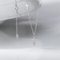 wholesale S925 silver women's Korean-style elegant full-diamond cross necklace, fashionable and simple collarbone chain D5628-0-1