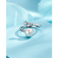 wholesale 925 Sterling Silver Freshwater Pearl Ring for Women, Minimalist Niche Design, Open Adjustable Statement Index Finger Ring with a Premium Feel-0-1