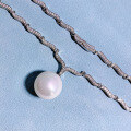 wholesale S925 silver 16mm round white pearl pendant cross-border new European minimalist style 42cm necklace-0-2