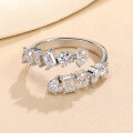 wholesale S925 Silver Cross-Border Irregular Moissanite Row Ring Women's Ins Fashion and High-End Jewelry with an Open Design-0-1